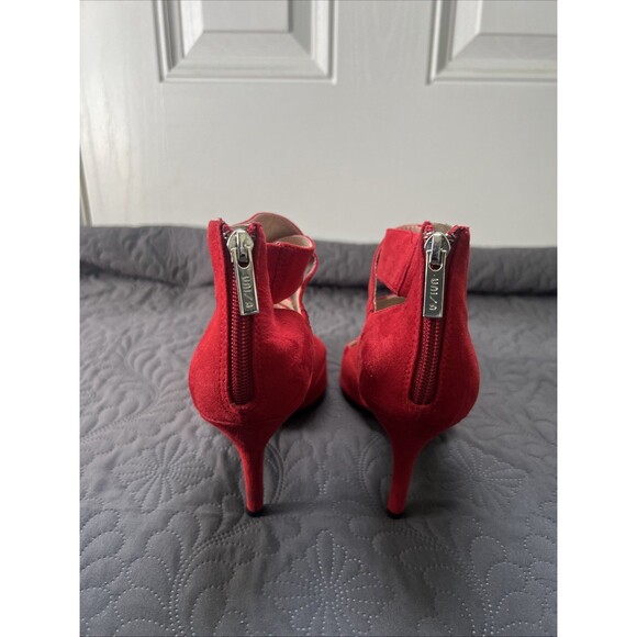 Unisa Unhanna Red Suede Crisscross Zip Back High Heel Pump SZ8.5M Glam Chic Cute - Picture 5 of 12
